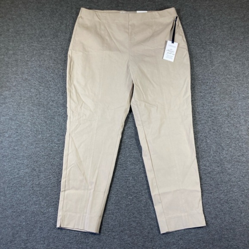 NWT Croft Barrow Cigarette Pants Womens 16 Khaki Slim Ankle Minimalist‎